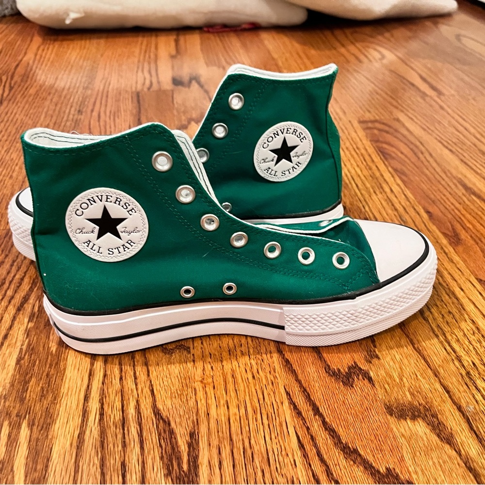 green converse high top platforms